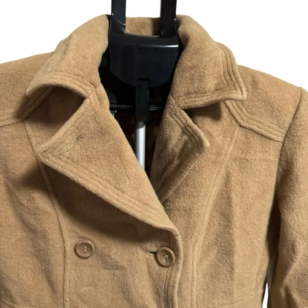 ST. JOHN’S BAY Vintage Wool Peacoat double-breasted Lined‎ Coat Brown Sz Small